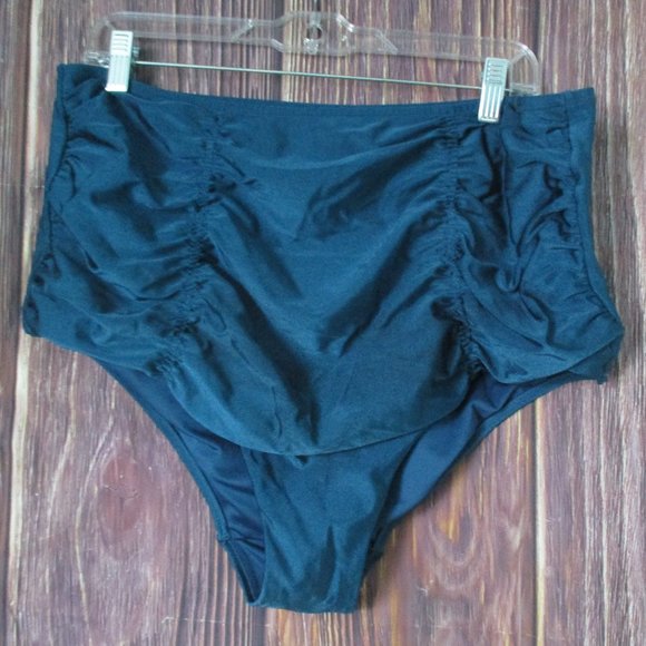 City Chic M (18) deep teal bikini tankini bottom high waisted EUC plus - Picture 1 of 3